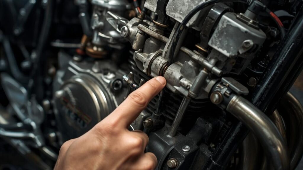 経年劣化が懸念されるキャブレター周辺やゴムホース類を点検する様子。CBR250RR MC22は壊れやすい箇所を把握し、適切な整備を行うことが維持のポイントです。