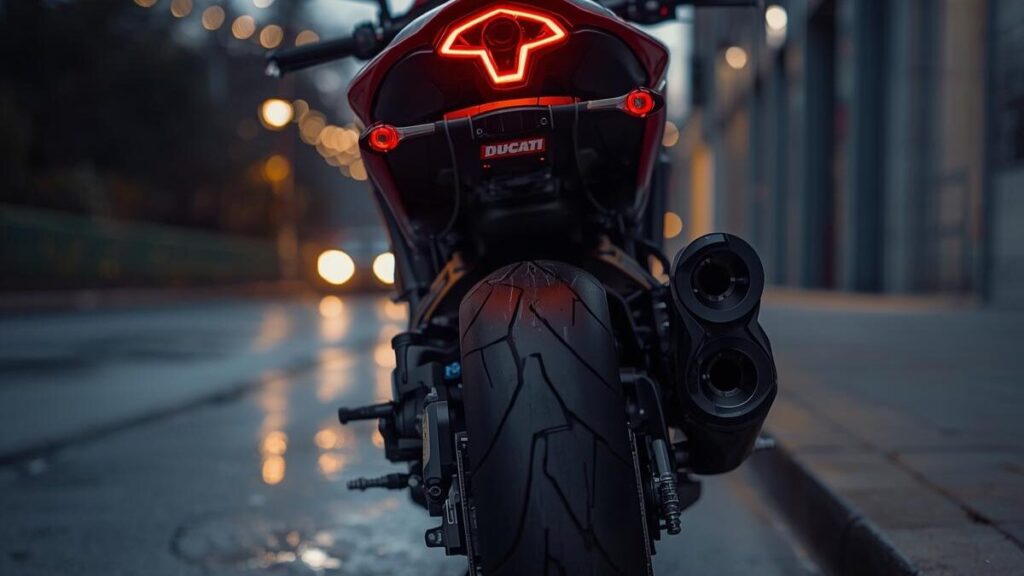 最新のV4エンジンを搭載したモデルの夜間撮影カット。ドゥカティ ディアベルの故障事例の中でも、最新型V4特有の初期症状やソフトウェア面について触れています。