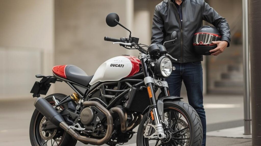 ドゥカティのスクランブラーで後悔のない選択肢として評価の高い、800ccモデルの洗練されたデザインと街並みに映える美しいシルエット。