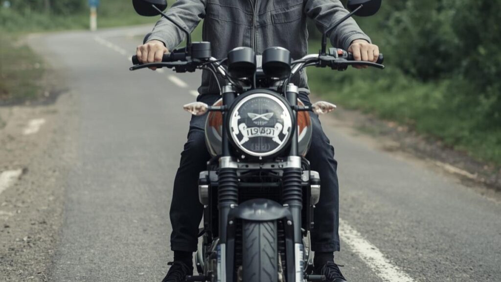 ドゥカティのスクランブラーで後悔しがちな乗り心地を確かめるため、郊外の道を走りサスペンションの挙動やシートの質感を体感する日本人ライダー。