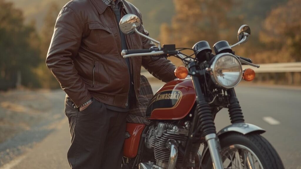 自身のスタイルに合った年式を選ぶ楽しさを表現した、GPZ400とGPZ400Fの違いを理解し愛車との時間を楽しむ50代日本人ライダーとオートバイの風景。