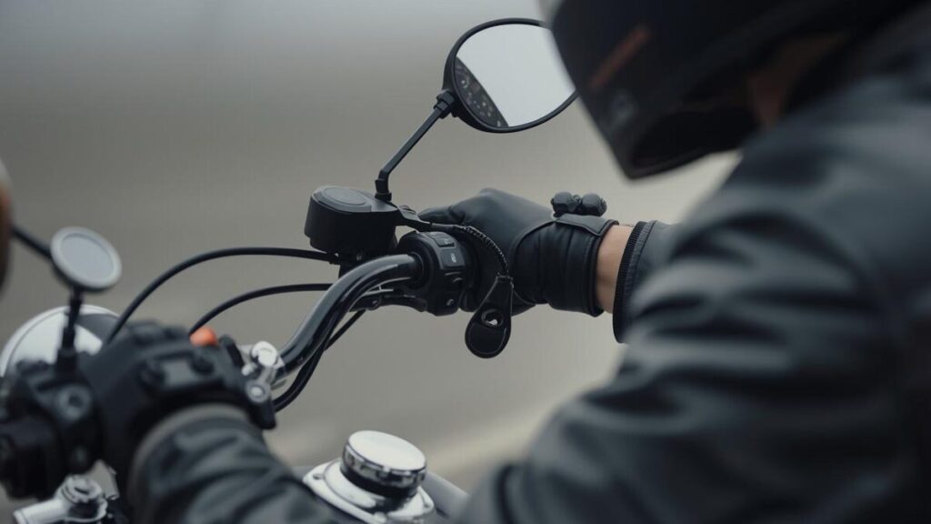 朝の冷気の中でエンジンの始動性を確認する、インジェクション仕様のハーレーダビッドソンのスポーツスター1200とベテランライダーの操作シーン。