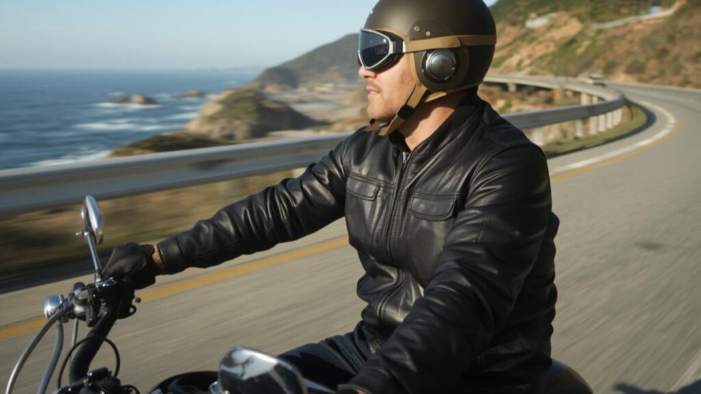 景色を楽しみながらゆったりと走るライダー。スピード性能の限界を理解し、心地よい速度域で走ることでハーレーショベルで後悔しない楽しみ方のイメージ。