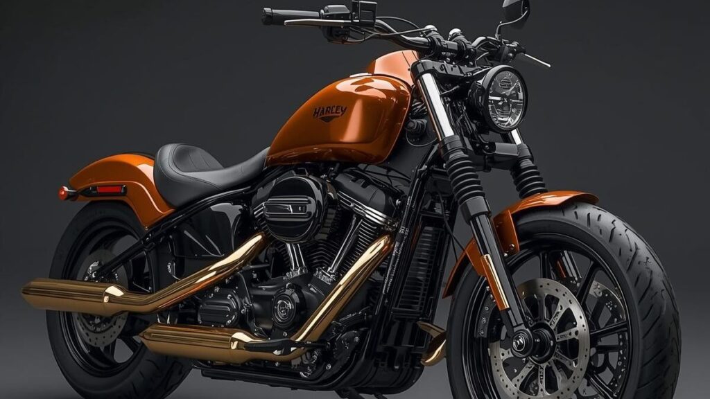 ハーレーのタンクアップはダサいという懸念を解消する、エンジンの造形美と全体のバランスを完璧に整えた高級感のあるカスタムバイクのサイドビュー。