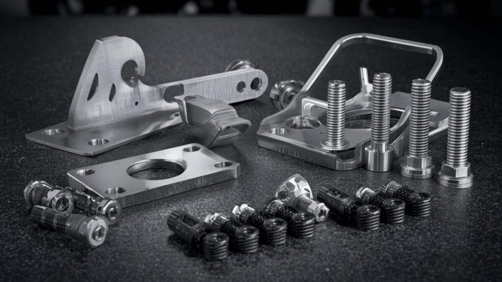 ハーレーのタンクアップはダサい失敗を防ぐため、強度と質感に優れたステンレス製のボルトやステーなど、信頼性の高いカスタムキットを選択する工程。