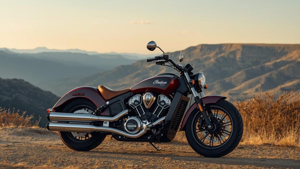 和の情緒ある建物に佇む輝きを放つ車体。適切な手入れによって10年、10万kmと長く付き合えるインディアンスカウトの評判を象徴する、落ち着いた雰囲気の風景。