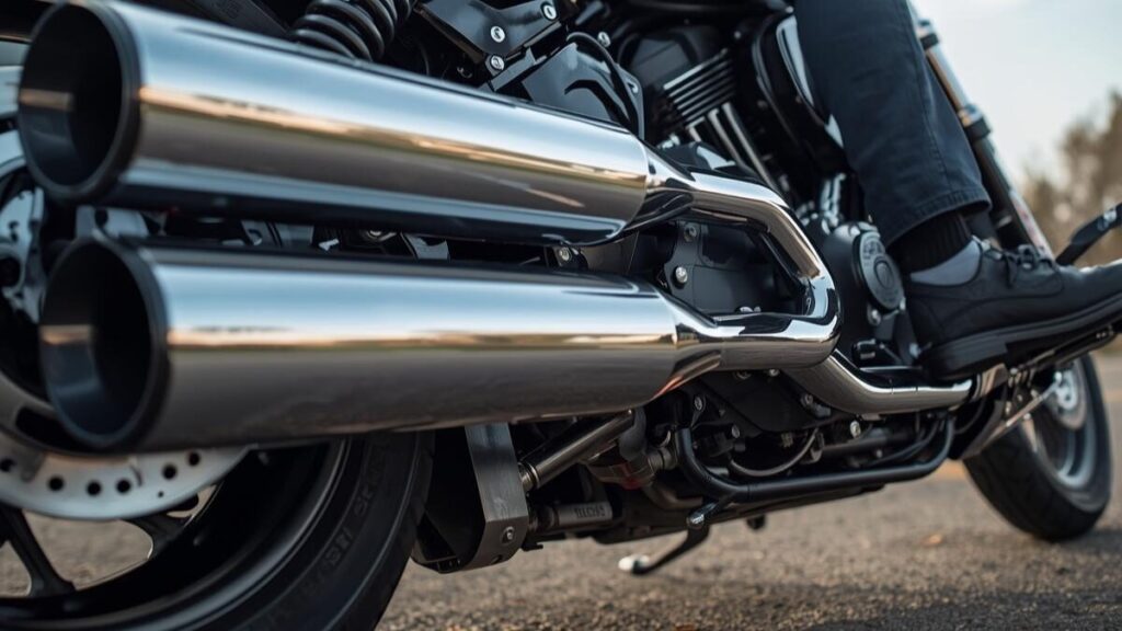 低いシート高とロー＆ロングな車体が特徴的なクルーザー。足つきの良さと重厚な質感を強調した、アメリカンバイク400cc新車ならではの魅力が伝わる構図です。