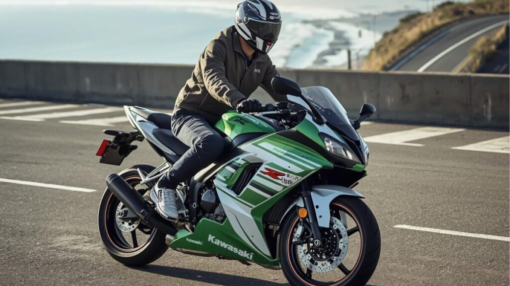 軽快に取り回しができる車体特性を活かしたライディングシーン。価格と軽量化のバランスを理解し、ニンジャ400で後悔しない価値を見出す様子を表現しています。