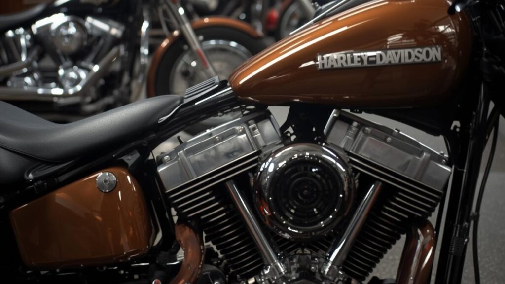 歴代のエンジンが並ぶガレージで、ひときわ実用的な輝きを放つハーレーエボの人気車種。ナックルやショベルといった旧車の中でも、扱いやすさが際立つエボの立ち位置を示します。