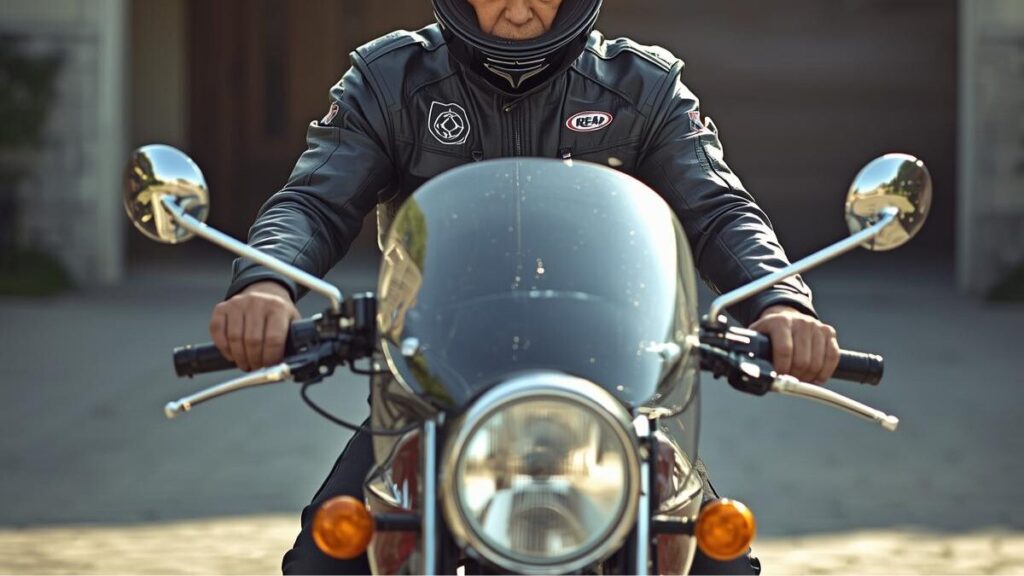 出発前の点検を行うベテランライダー。ハーレーの車両保険は入るべきか考える上で重要な、免責金額による自己負担のバランスを象徴しています。