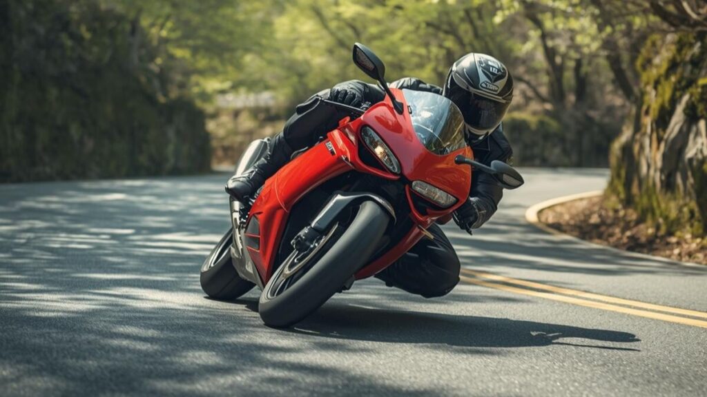 峠のワインディングロードを軽快にコーナリングする様子。インプレッションで語られるリアルな乗り味と、意のままに操る楽しさというドゥカティ996の魅力を表現。