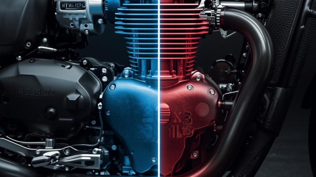 英国で設計され、タイの工場で製造される高性能なエンジン。トライアンフはどこの国の魂が宿る心臓部を搭載しているのか、その技術力の高さを視覚的に伝えます。