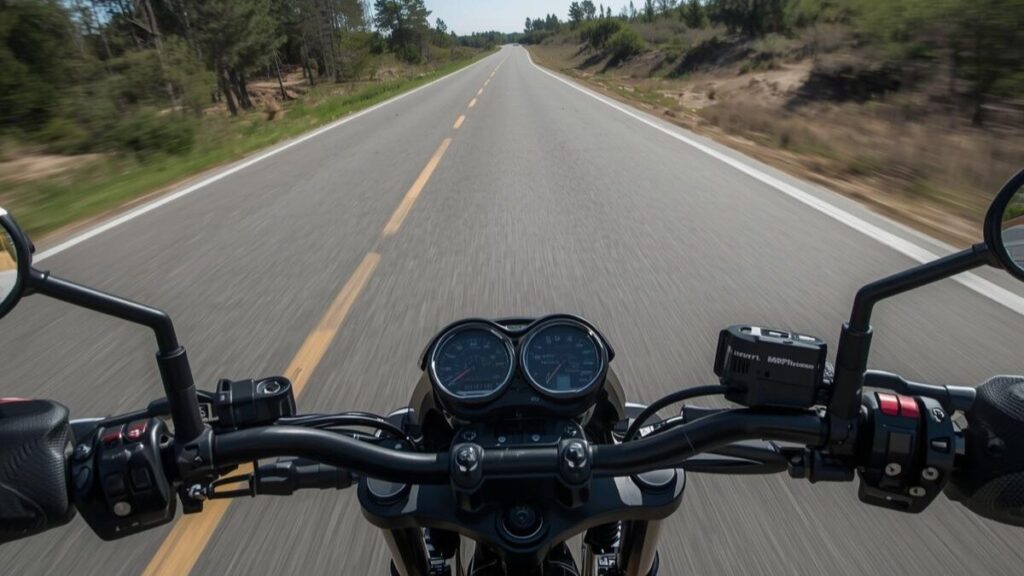 誤作動によりレブル250が勝手に動くリスクを最小限にするための、ニュートラル確認や正しい手順での始動・発進プロセスを説明するライダー視点の画像。