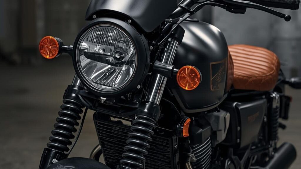 ブラウンのシートやカウルなど専用装備の質感が際立つ車体。レブル250 Sエディションの違いである純正カスタムパーツの細部を捉えた、高級感のあるクローズアップ。