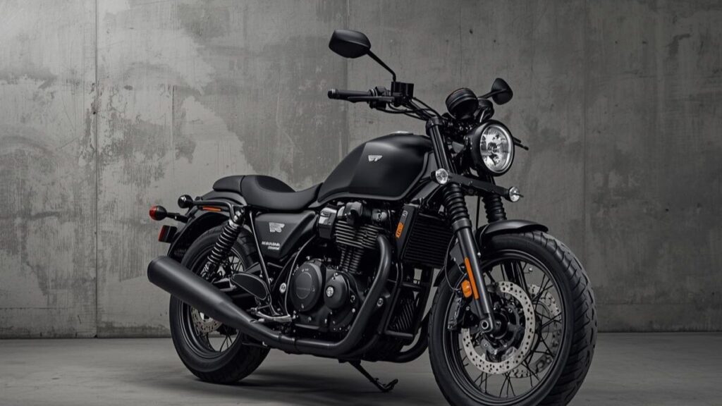 コンクリート壁を背景にしたマットブラックの車体。レブル250 Sエディションの違いの中でも、特に人気が高い艶消し塗装の落ち着いた質感を伝えるプロフェッショナルな写真。