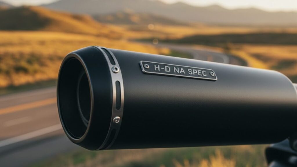 純正のスタイルを崩さずにハーレーマフラーの重低音のおすすめとして北米仕様を検討する解説画像。