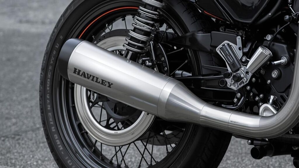 日本の厳しい規制をクリアし、公道でも安心してハーレーマフラーの重低音のおすすめモデルを鳴らせる、車検対応マフラーの細部。