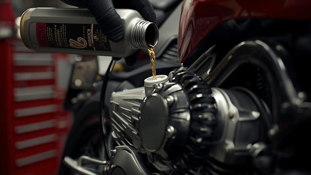 高価な指定オイルや専門的な点検が必要なMVアグスタの整備風景。MVアグスタは壊れるという不安を解消するためにかかる、高額な維持費の背景。