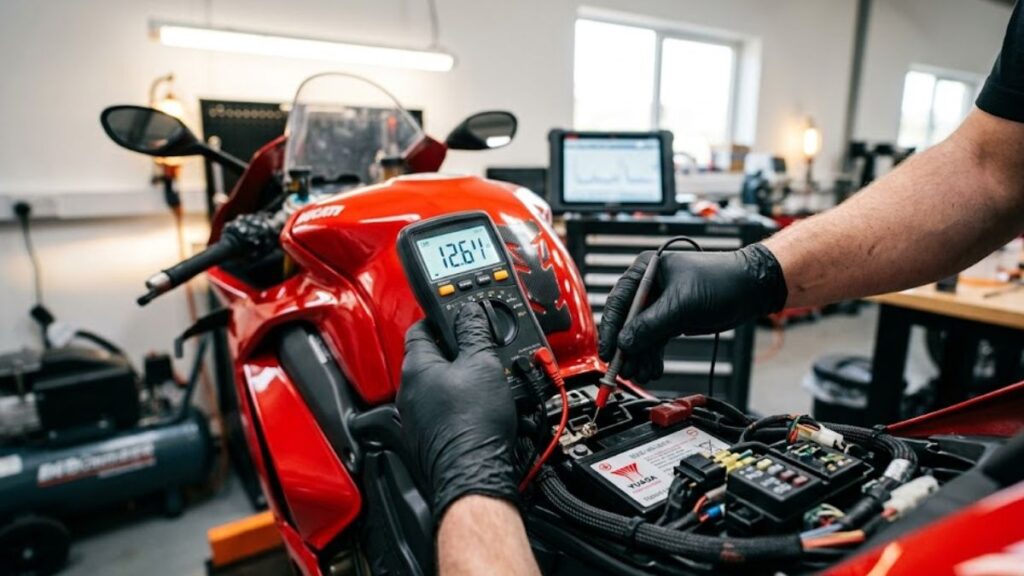 ドゥカティ749で注意すべき電装系やバッテリー周りの点検作業