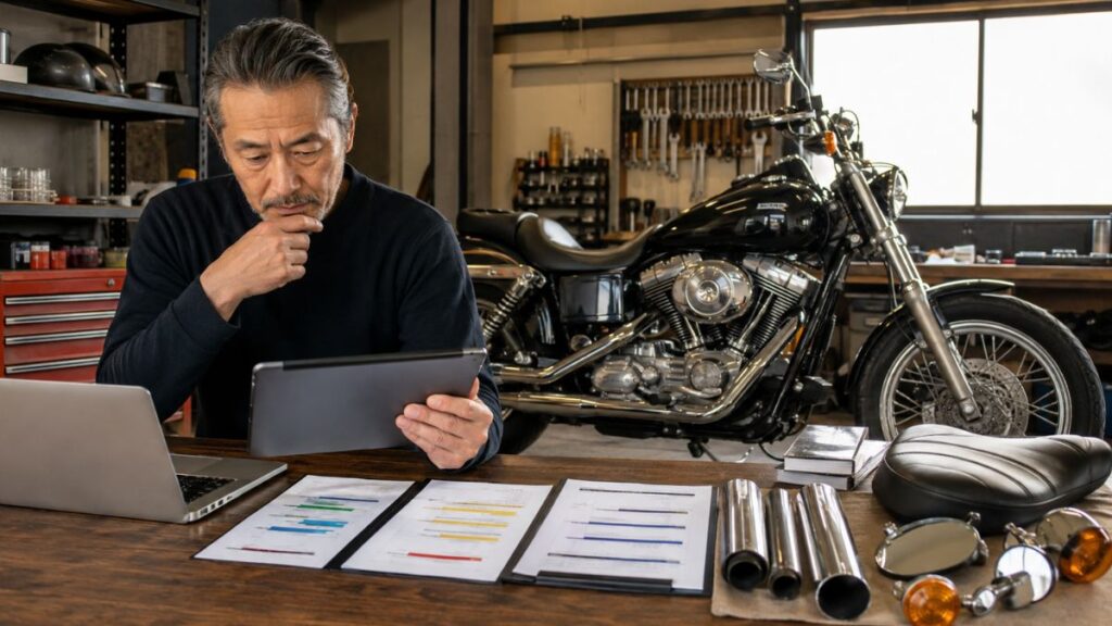 ハーレーの複数社査定を比較して買取価格の差を確認する50代日本人オーナー