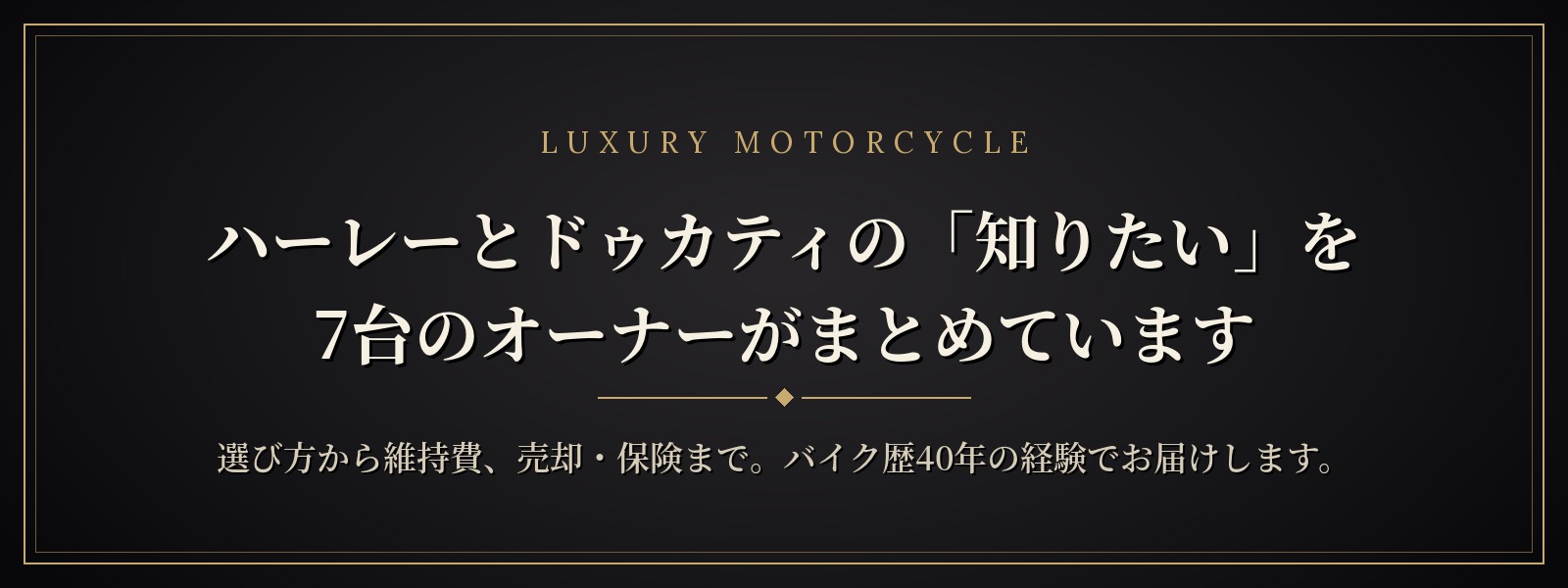 ハーレーとドゥカティの「知りたい」を、7台のオーナーがまとめています